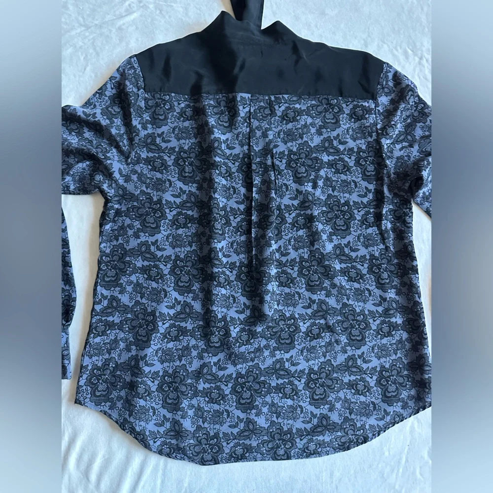 Scoop NYC Silk Large Black neck tie Dress Top - Picture 10 of 14